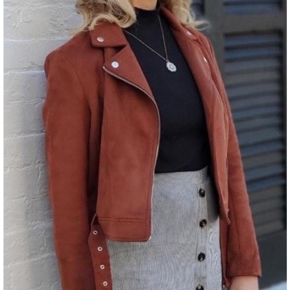 Forever 21 Brown Leather Jacket with Tailored Cropped Design